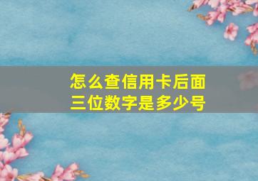 怎么查信用卡后面三位数字是多少号