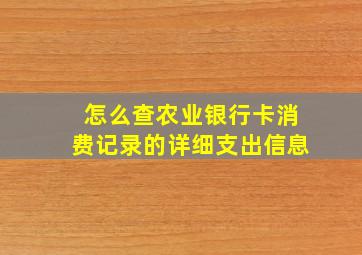 怎么查农业银行卡消费记录的详细支出信息