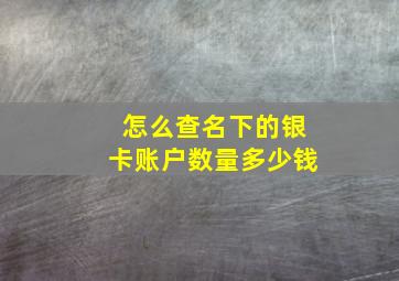 怎么查名下的银卡账户数量多少钱