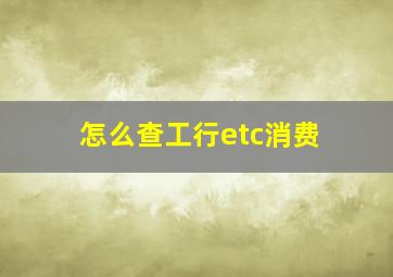 怎么查工行etc消费