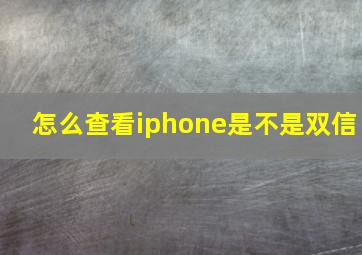 怎么查看iphone是不是双信