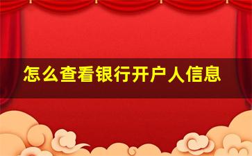 怎么查看银行开户人信息