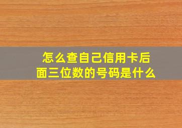 怎么查自己信用卡后面三位数的号码是什么