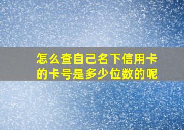 怎么查自己名下信用卡的卡号是多少位数的呢