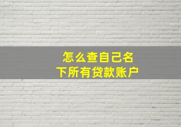 怎么查自己名下所有贷款账户