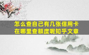 怎么查自己有几张信用卡在哪里查额度呢知乎文章