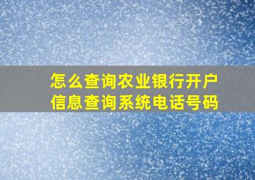 怎么查询农业银行开户信息查询系统电话号码