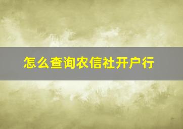 怎么查询农信社开户行