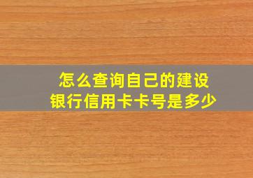 怎么查询自己的建设银行信用卡卡号是多少