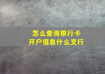 怎么查询银行卡开户信息什么支行