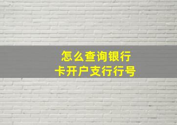 怎么查询银行卡开户支行行号