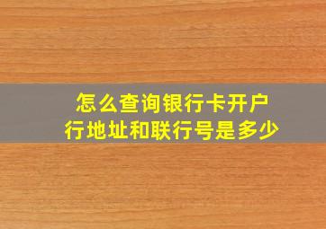 怎么查询银行卡开户行地址和联行号是多少