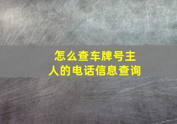 怎么查车牌号主人的电话信息查询