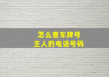 怎么查车牌号主人的电话号码