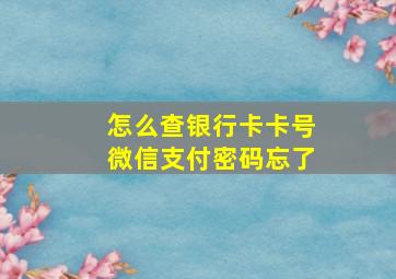 怎么查银行卡卡号微信支付密码忘了