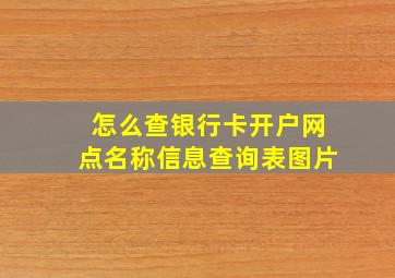 怎么查银行卡开户网点名称信息查询表图片