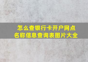 怎么查银行卡开户网点名称信息查询表图片大全