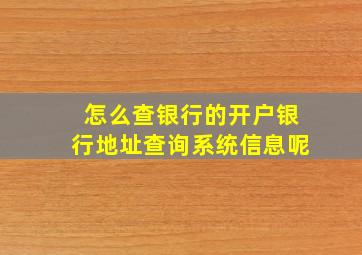 怎么查银行的开户银行地址查询系统信息呢