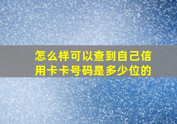 怎么样可以查到自己信用卡卡号码是多少位的