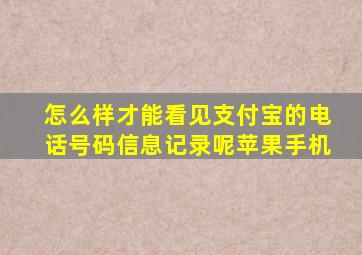 怎么样才能看见支付宝的电话号码信息记录呢苹果手机