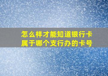 怎么样才能知道银行卡属于哪个支行办的卡号