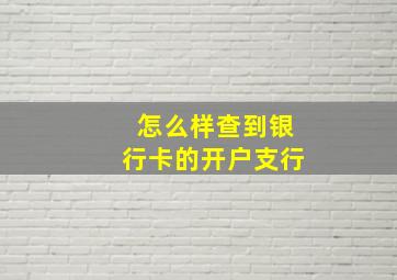 怎么样查到银行卡的开户支行