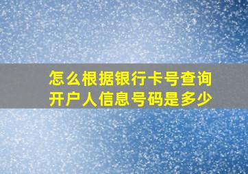 怎么根据银行卡号查询开户人信息号码是多少