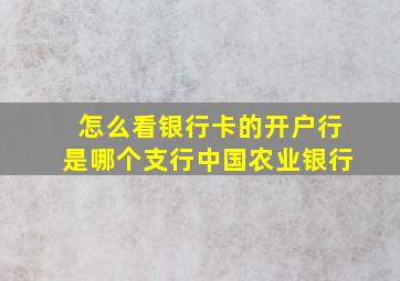 怎么看银行卡的开户行是哪个支行中国农业银行