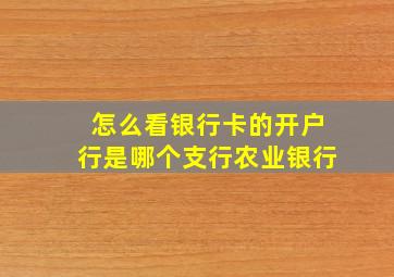 怎么看银行卡的开户行是哪个支行农业银行