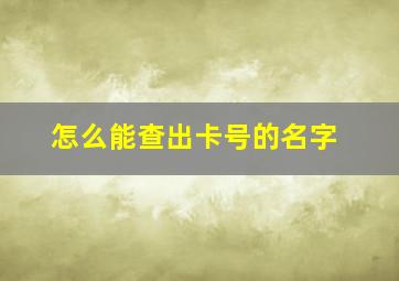 怎么能查出卡号的名字