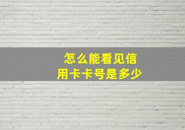 怎么能看见信用卡卡号是多少