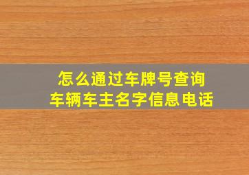 怎么通过车牌号查询车辆车主名字信息电话