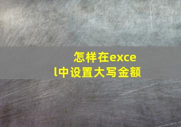 怎样在excel中设置大写金额