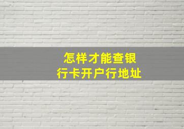 怎样才能查银行卡开户行地址