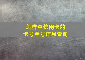 怎样查信用卡的卡号全号信息查询