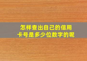 怎样查出自己的信用卡号是多少位数字的呢