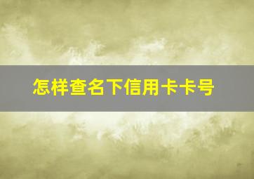 怎样查名下信用卡卡号