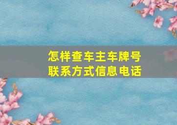 怎样查车主车牌号联系方式信息电话