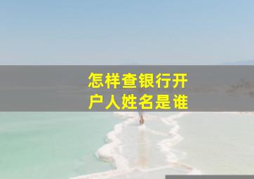 怎样查银行开户人姓名是谁