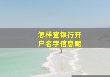 怎样查银行开户名字信息呢