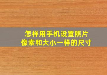 怎样用手机设置照片像素和大小一样的尺寸