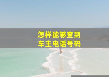 怎样能够查到车主电话号码