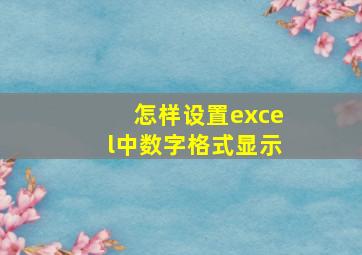 怎样设置excel中数字格式显示