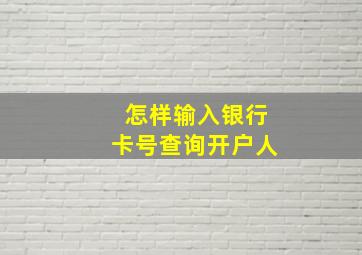 怎样输入银行卡号查询开户人