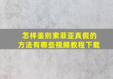 怎样鉴别索菲亚真假的方法有哪些视频教程下载