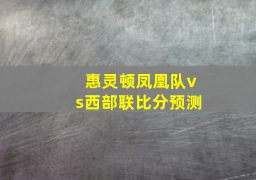 惠灵顿凤凰队vs西部联比分预测