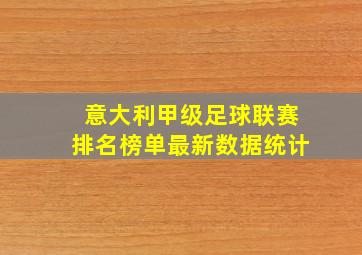 意大利甲级足球联赛排名榜单最新数据统计