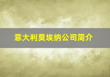 意大利莫埃纳公司简介