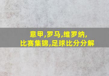 意甲,罗马,维罗纳,比赛集锦,足球比分分解