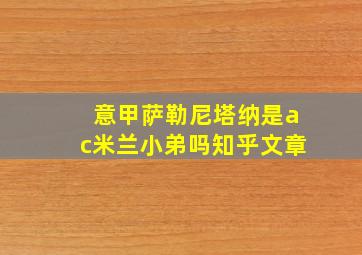 意甲萨勒尼塔纳是ac米兰小弟吗知乎文章